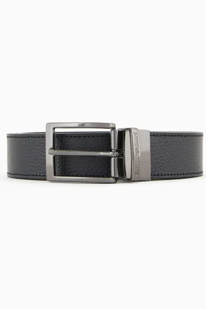 Emporio Armani Cinturón reversible de piel con estampado graneado