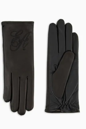 Emporio Armani Guantes para pantalla táctil de napa con logotipo de la firma EA bordado