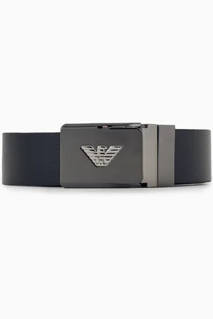 Emporio Armani Cinturón de piel con hebilla con logotipo de metal