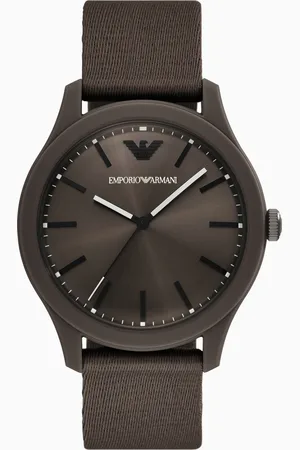Emporio Armani Reloj con tres manecillas en tela de nailon marrón #tide ocean material®