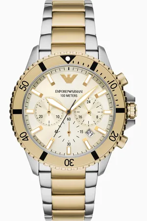 Emporio Armani Reloj con cronógrafo de acero inoxidable bicolor