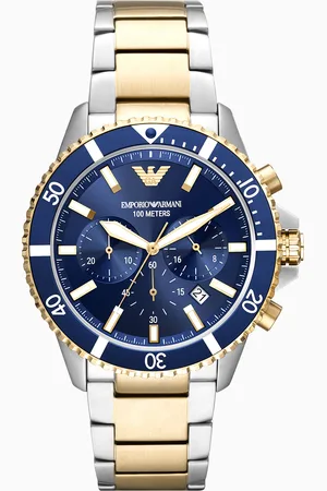 Emporio Armani Reloj de acero inoxidable en dos tonos con cronógrafo