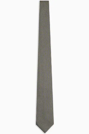 Emporio Armani Corbata de seda pura con motivo con efecto óptico en tejido jacquard