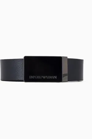 Emporio Armani Cinturón de cuero plena flor con placa
