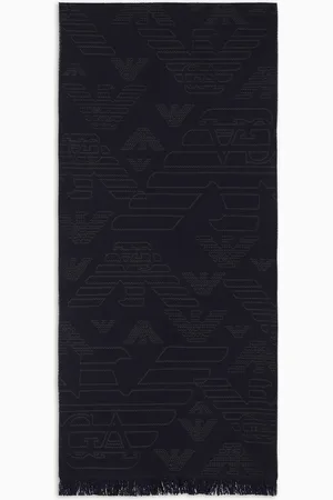Emporio Armani Bufanda de lana con motivo integral de águila en tejido jacquard