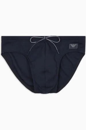Emporio Armani Bañador tipo slip de tejido piqué con etiqueta de satén