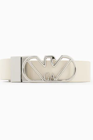 Emporio Armani Cinturón reversible de piel con estampado de ciervo y hebilla con águila