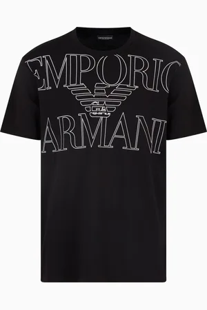 Emporio Armani Camiseta de playa de punto orgánico con logotipo resaltado estampado ASV