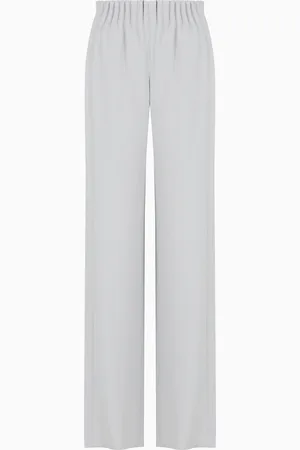 Emporio Armani Pantalones con cintura fruncida en mezcla de acetato con fantasía chevrón Icon