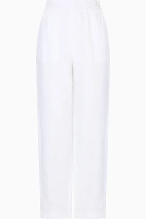 Emporio Armani Pantalones con cintura elástica de lino puro