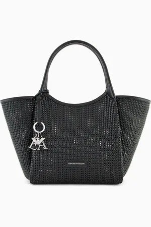 Emporio Armani Bolso shopper trenzado con colgante de logotipo