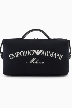 Emporio Armani Bolso baúl de lona con logotipo bordado y bandolera