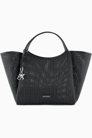 Emporio Armani Maxibolso shopper trenzado con colgante de logotipo