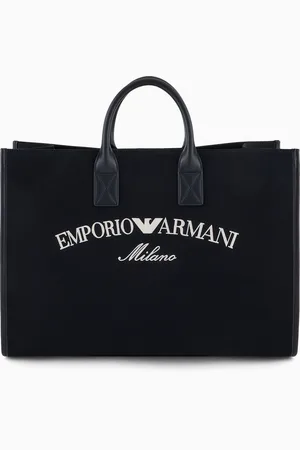 Emporio Armani Bolso shopper de lona con logotipo bordado