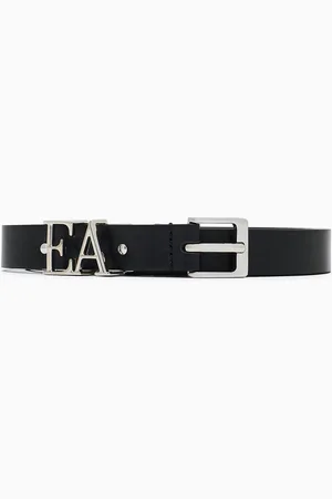 Emporio Armani Cinturón de piel lisa con hebilla con silueta EA