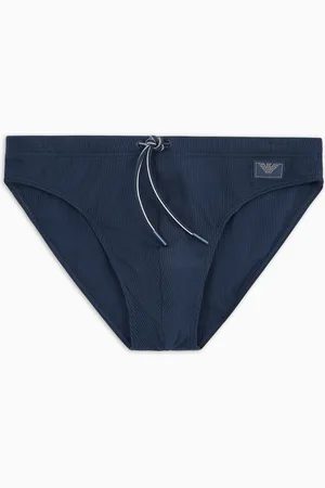 Emporio Armani Bañador tipo slip con cintura baja de tejido piqué con etiqueta de satén