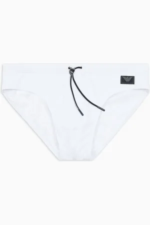 Emporio Armani Bañador tipo slip de tejido piqué con etiqueta de satén