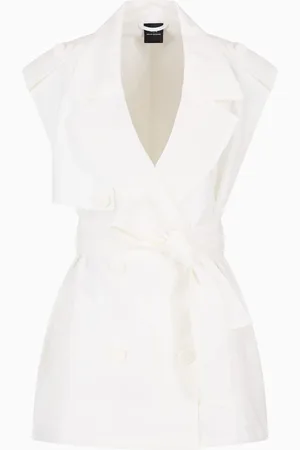 Armani Exchange Chaleco cruzado con cintur??n en mezcla de lino