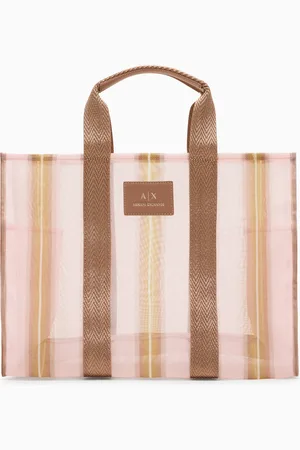 Armani Exchange Bolso shopper de tela a rayas transparente