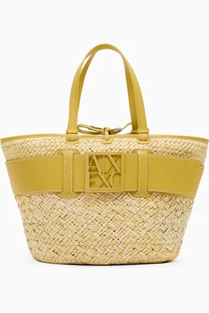 Armani Exchange Bolso shopper de paja con banda con logotipo