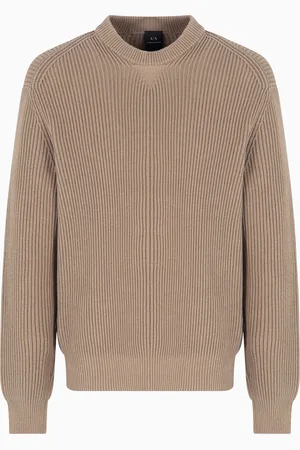 Armani Exchange Su??ter de cuello redondo de algod??n acanalado