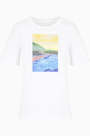 Armani Exchange Camiseta de corte relajado con estampado de postal