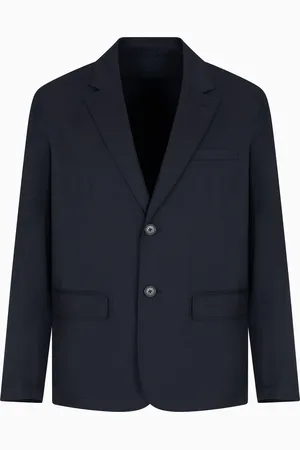 Armani Exchange Chaqueta de sarga de algod??n de botonadura sencilla