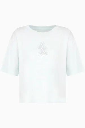 Armani Exchange Camiseta corta con logo de pedrer??a