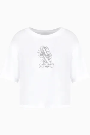Armani Exchange Camiseta corta con logo de pedrer??a