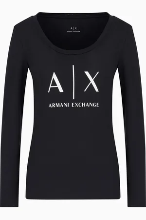 Armani Exchange Camiseta de manga larga con estampado de algod??n Pima