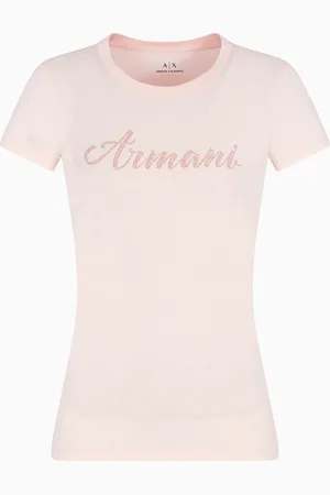 Armani Exchange Camiseta slim fit con logo de strass