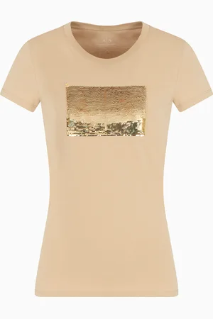 Armani Exchange Camiseta slim fit con logo de strass