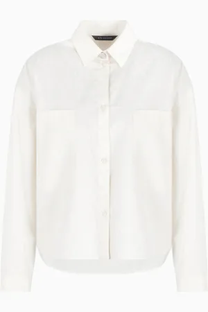 Armani Exchange Camisa cropped en jacquard de algod??n con logo
