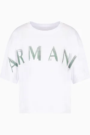 Armani Exchange Camiseta corta con logotipo con efecto ??ptico