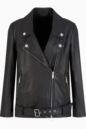 Armani Exchange Chaqueta de piel con efecto usado