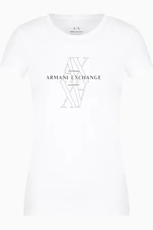 Armani Exchange Camiseta de corte entallado con logotipo bordado