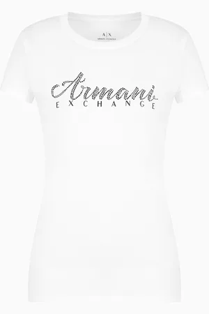 Armani Exchange Camiseta slim fit con logo de strass