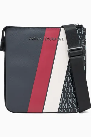 Armani Exchange Bolso bandolera plano con monograma y rayas