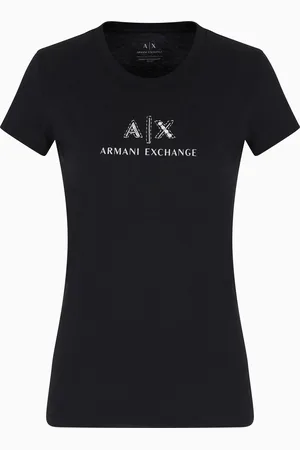Armani Exchange Camiseta slim fit con logo y pedrer??a