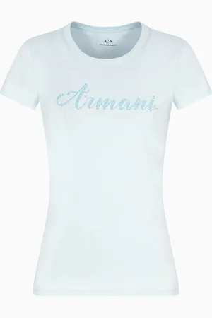 Armani Exchange Camiseta slim fit con logo de strass
