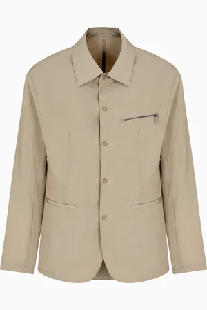 Armani Exchange Chaqueta de nailon seersucker con bolsillo con cremallera