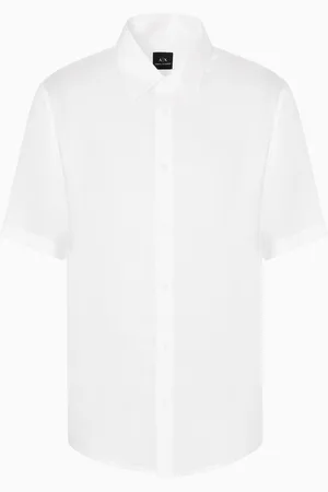 Armani Exchange Camisa de corte regular en sarga de lyocell