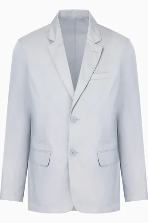 Armani Exchange Chaqueta de sarga de algod??n de botonadura sencilla
