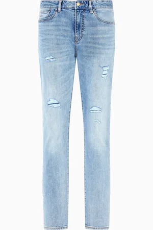 Armani Exchange Vaqueros ajustados J14 en denim de algod??n lavado a la piedra