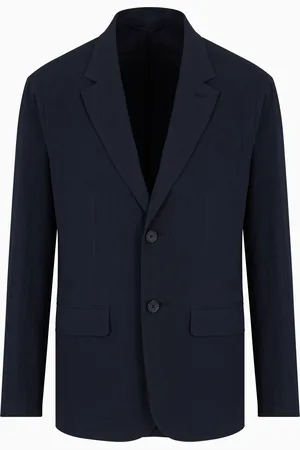 Armani Exchange Chaqueta de algod??n el??stico de botonadura sencilla