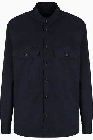 Armani Exchange Camisa de algod??n de corte c??modo
