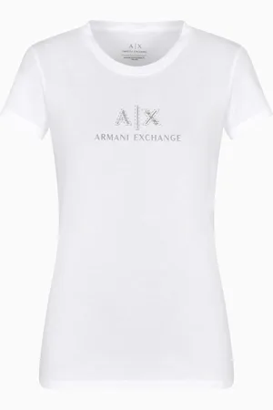 Armani Exchange Camiseta slim fit con logo y pedrer??a