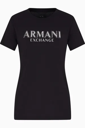 Armani Exchange Camiseta de corte regular con logotipo met??lico