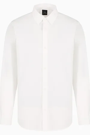 Armani Exchange Camisa de algod??n de corte regular con logotipo integral a tono