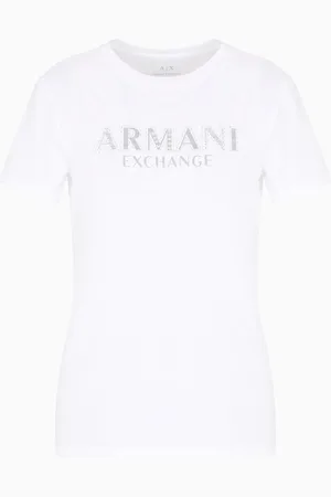 Armani Exchange Camiseta de corte regular con logotipo met??lico